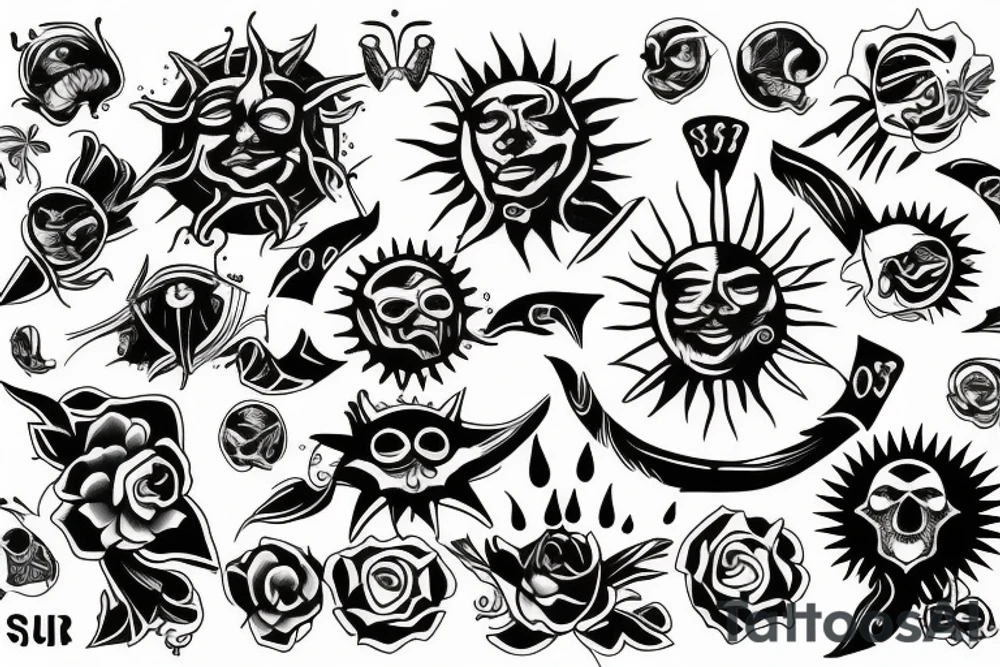 Sun, rays tattoo idea