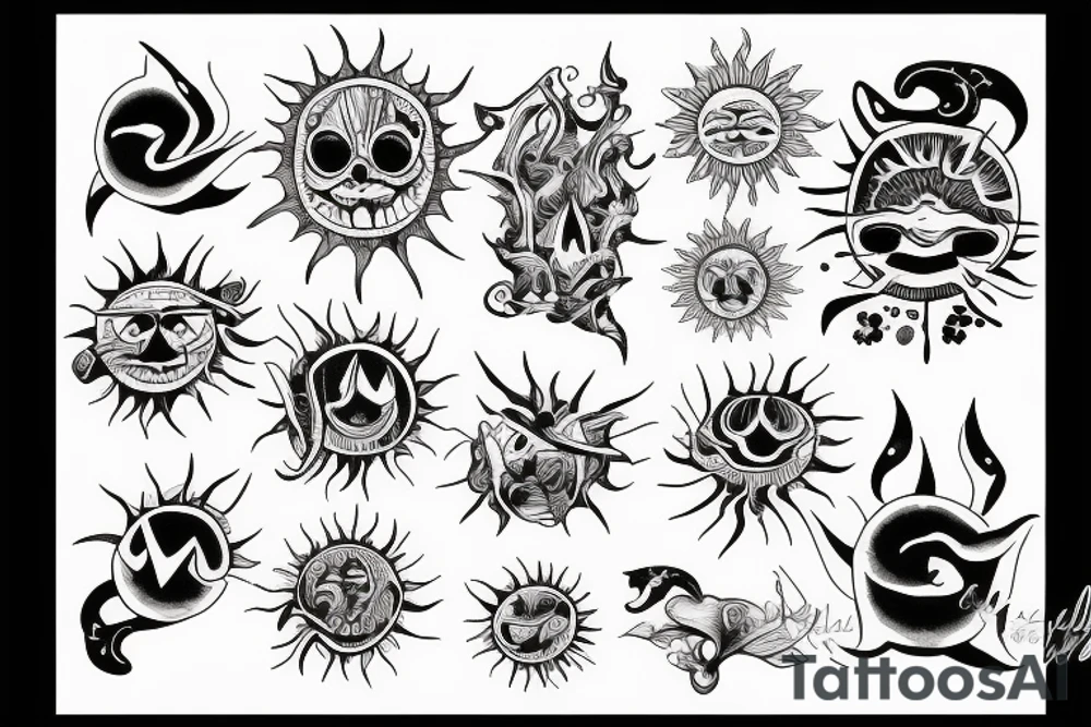 Sun, rays tattoo idea