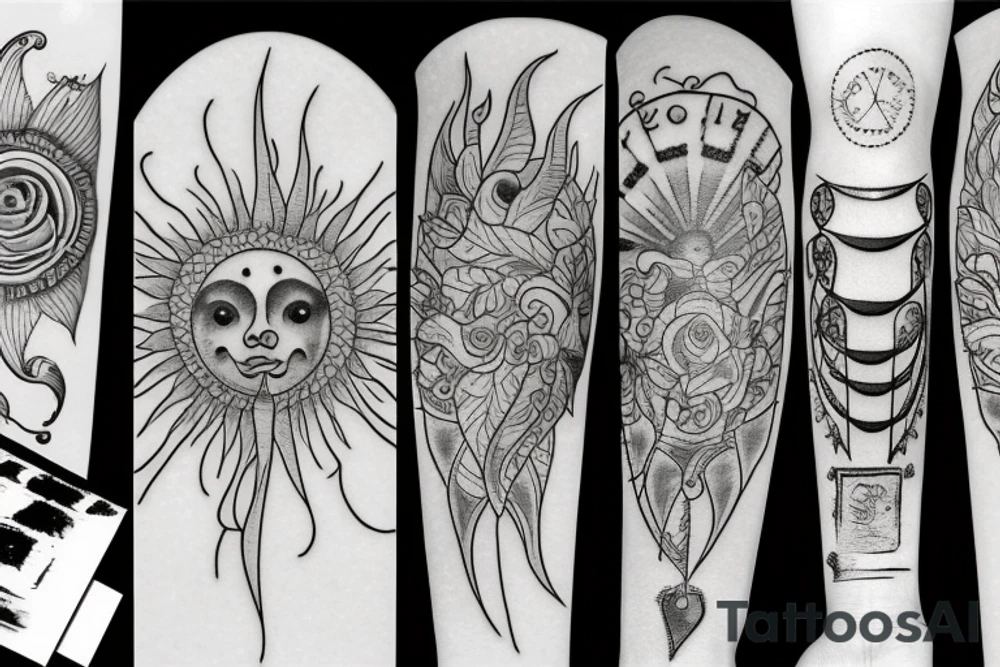 Sun, rays tattoo idea