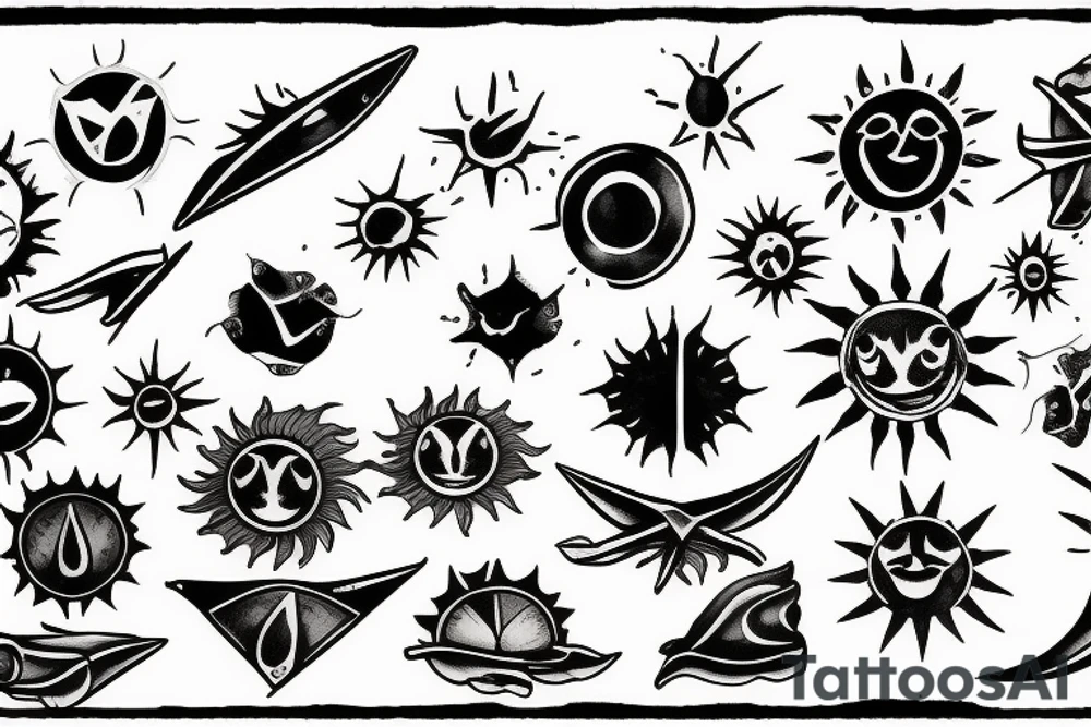 Sun, rays tattoo idea