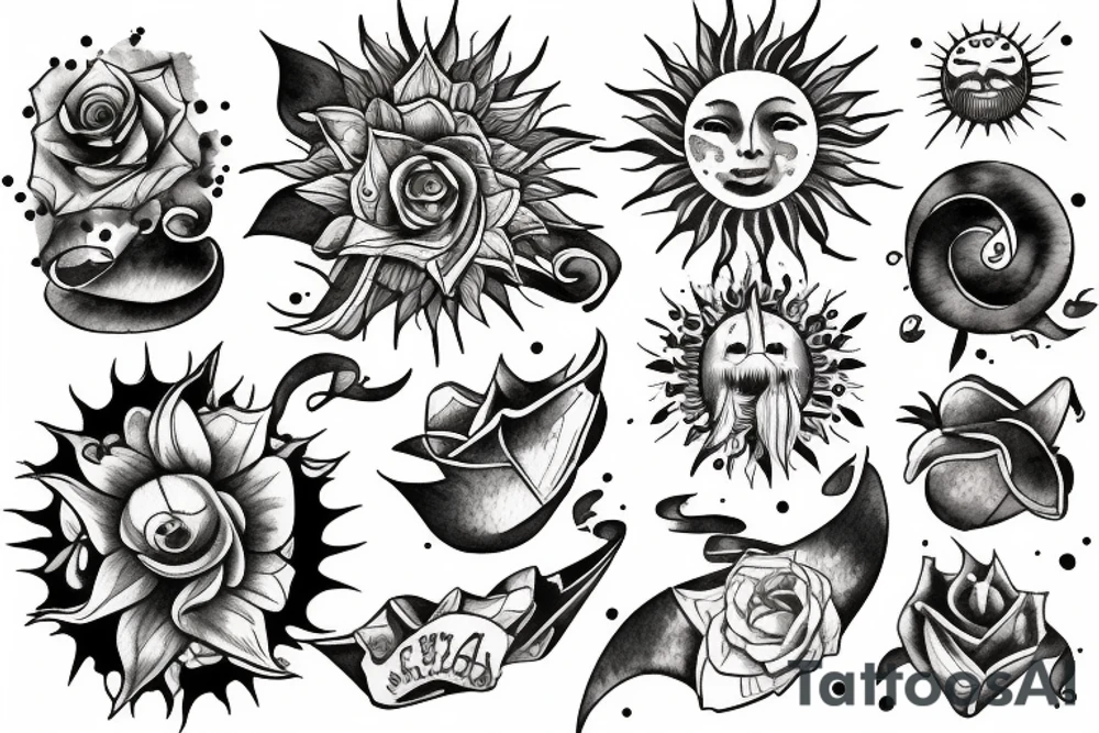 Sun, rays tattoo idea