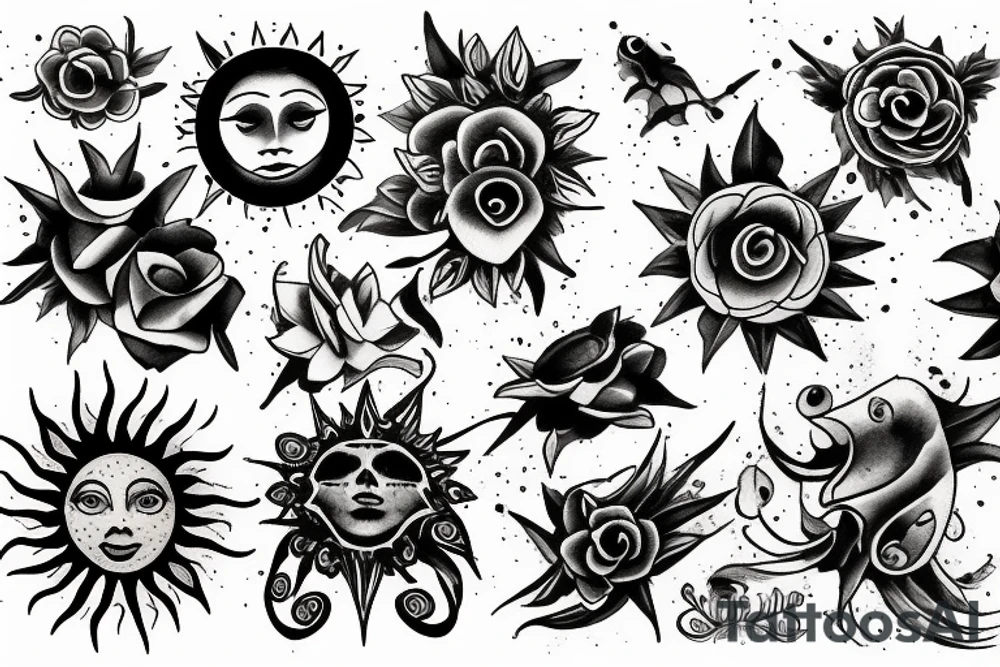 Sun, rays tattoo idea