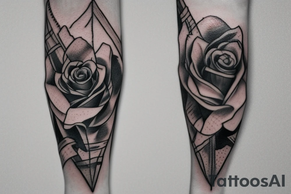 Medium thin sword with rose wrapped around it tattoo idea Medium thin sword with rose wrapped around it tattoo idea