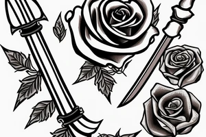 Medium thin sword with rose wrapped around it tattoo idea