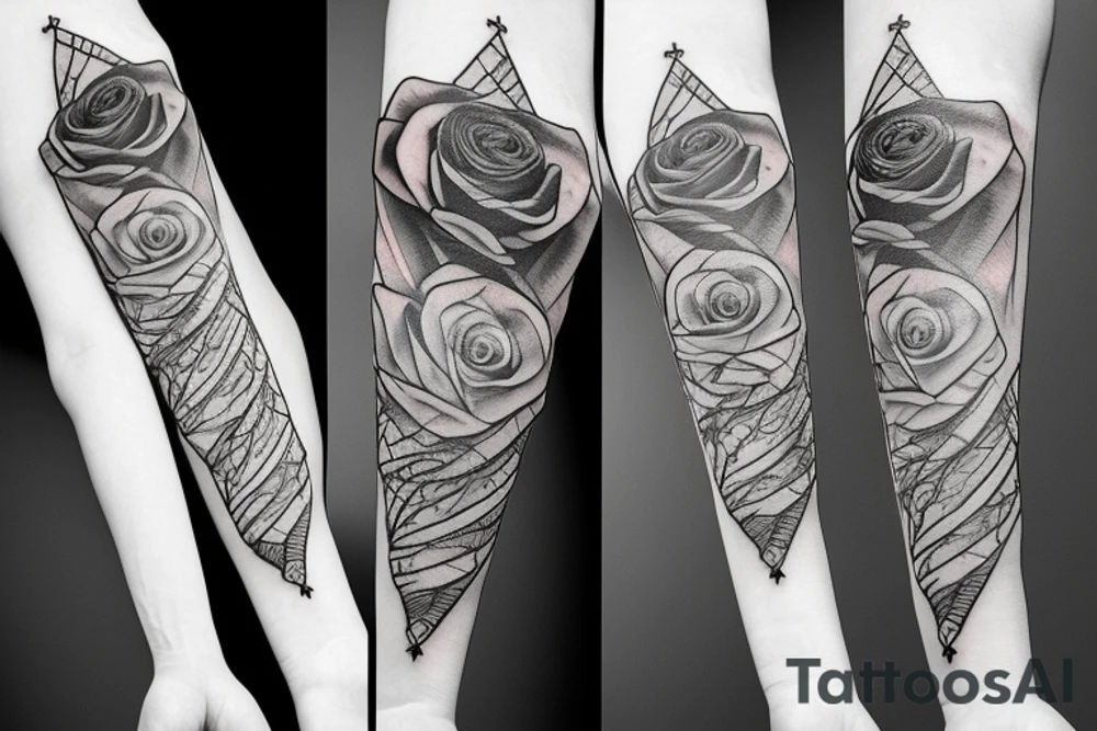 Medium thin sword with rose wrapped around it tattoo idea