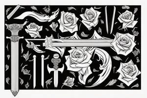 Medium thin sword with rose wrapped around it tattoo idea