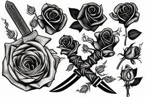 sword with full rose wrapped around it tattoo idea