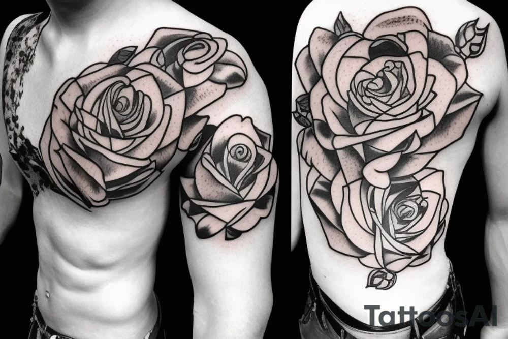 sword with full rose wrapped around it tattoo idea