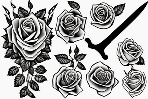 sword with full rose wrapped around it tattoo idea