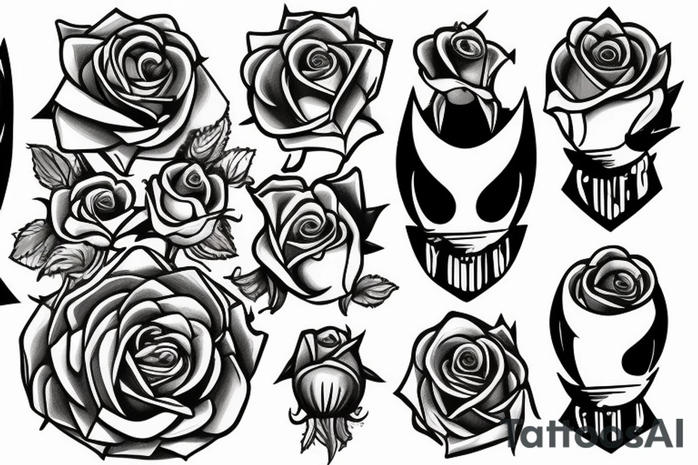 sword with full rose wrapped around it tattoo idea