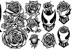 sword with full rose wrapped around it tattoo idea