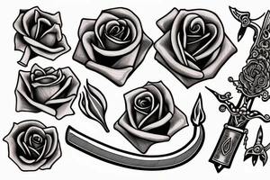 sword with full rose wrapped around it tattoo idea