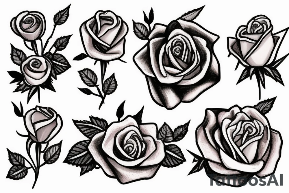 sword with full rose attached to a sepal wrapped around it tattoo idea