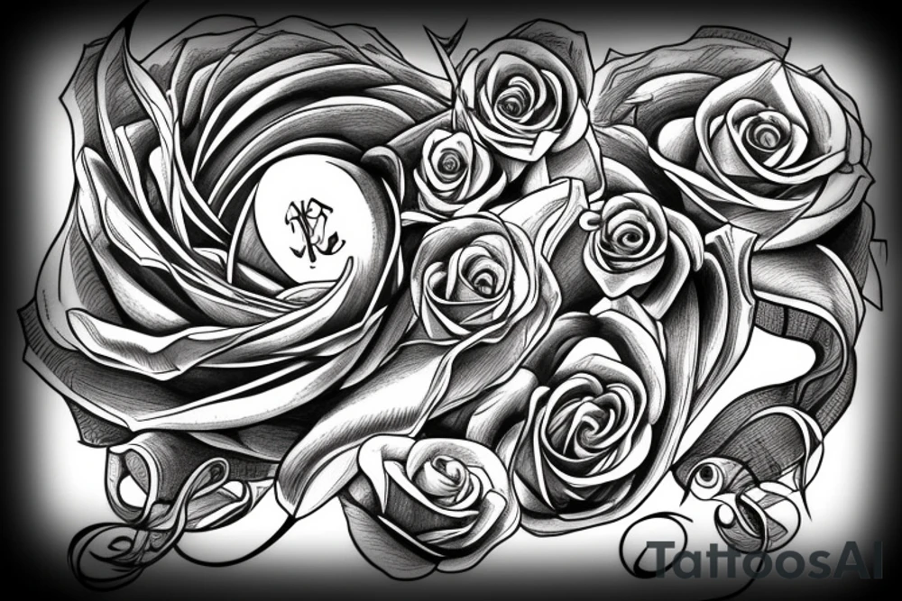 Sword with full rose spiraling around the sword tattoo idea Sword with full rose spiraling around the sword tattoo idea