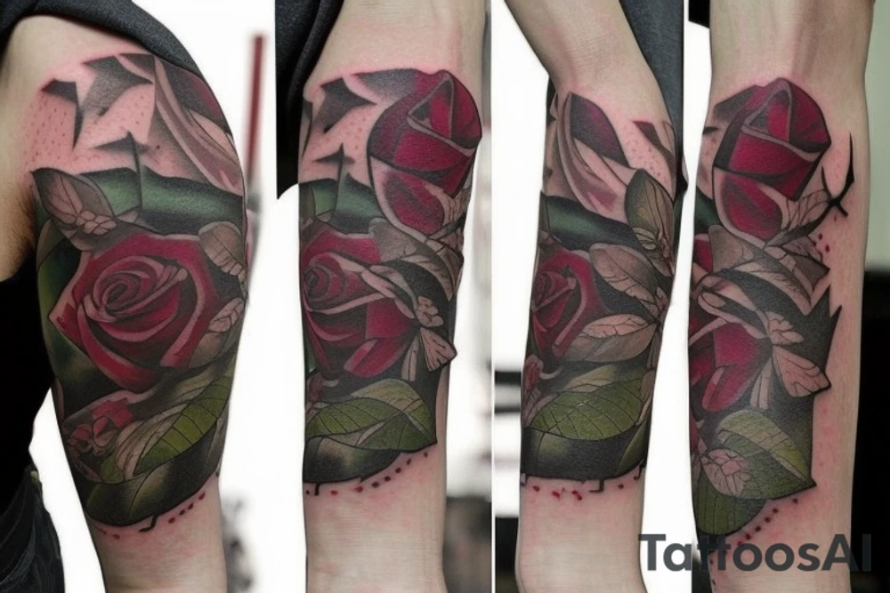 Looking for a tattoo idea that exudes both strength and beauty? Look no further than a sword with a full rose bush wrapped around it. This design captures the essence of power and elegance, blending the sharpness of a sword with the delicate petals of a rose.

The sword symbolizes strength, courage, and honor, while the rose bush represents love, passion, and beauty. Together, they create a stunning image that tells a story of balance and harmony. tattoo idea