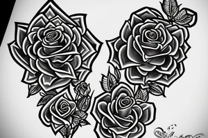 The sword symbolizes strength, courage, and honor, while the rose bush represents love, passion, and beauty. Together, they create a stunning image that tells a story of balance and harmony. tattoo idea