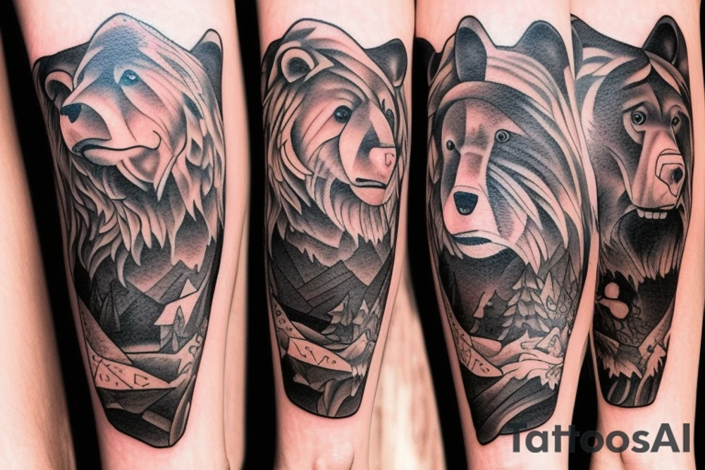 I was a bear tattooed on my left calf tattoo idea