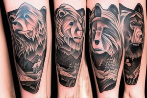 I was a bear tattooed on my left calf tattoo idea