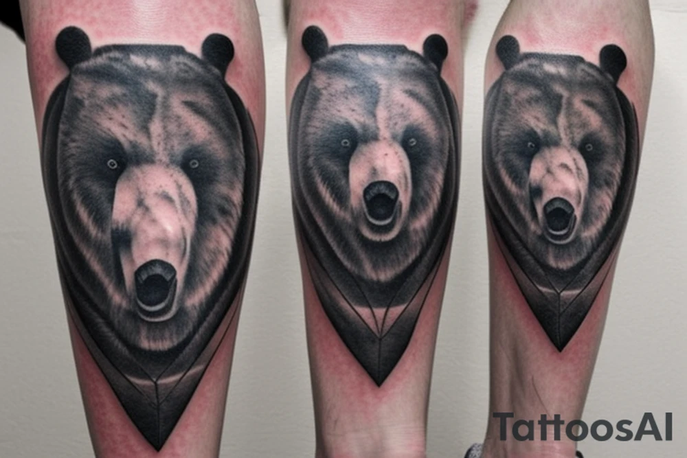 I was a bear tattooed on my left calf tattoo idea