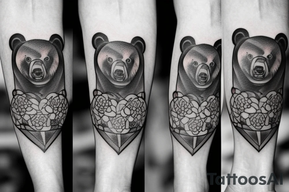 I was a bear tattooed on my left calf tattoo idea