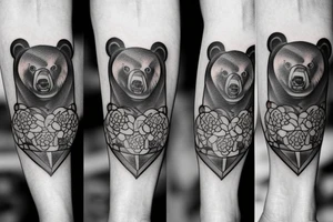 I was a bear tattooed on my left calf tattoo idea