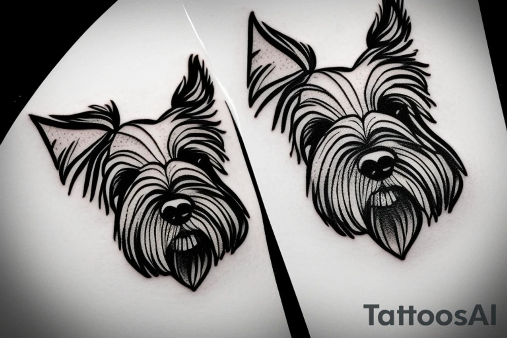 Miniature Schnauzer face, silhouette highlight, sleepy tattoo idea