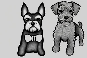 Miniature Schnauzer, next to a shollie dog, silhouette tattoo idea