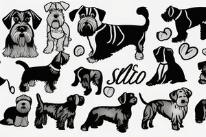 Miniature Schnauzer, next to a shollie dog, silhouette tattoo idea