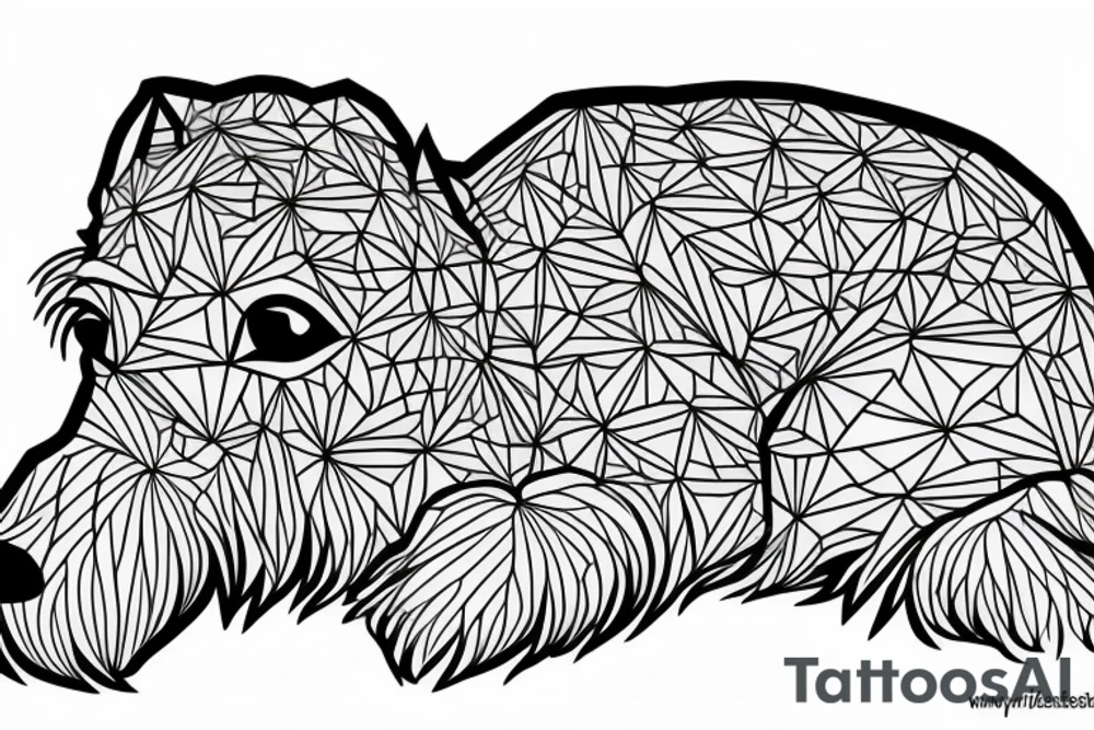 Miniature Schnauzer asleep on bed tattoo idea