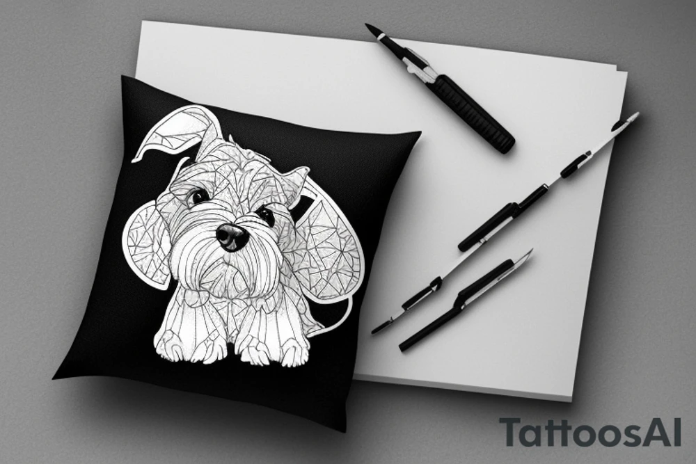 Miniature Schnauzer asleep on bed tattoo idea