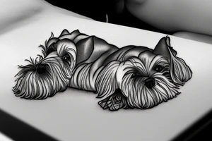 Miniature Schnauzer asleep on bed tattoo idea
