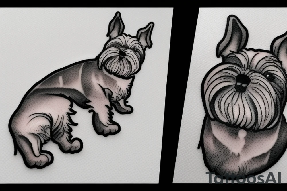 Miniature Schnauzer asleep on bed tattoo idea