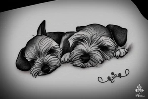 Miniature Schnauzer asleep on bed tattoo idea