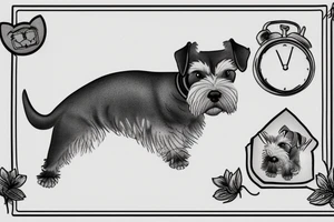 Miniature Schnauzer asleep on bed tattoo idea