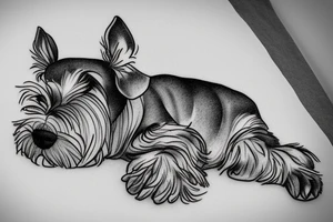 Miniature Schnauzer asleep on bed tattoo idea