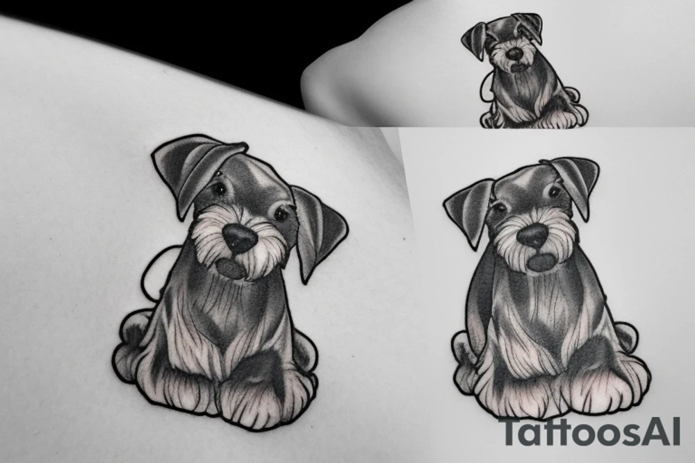 Miniature Schnauzer asleep on bed tattoo idea