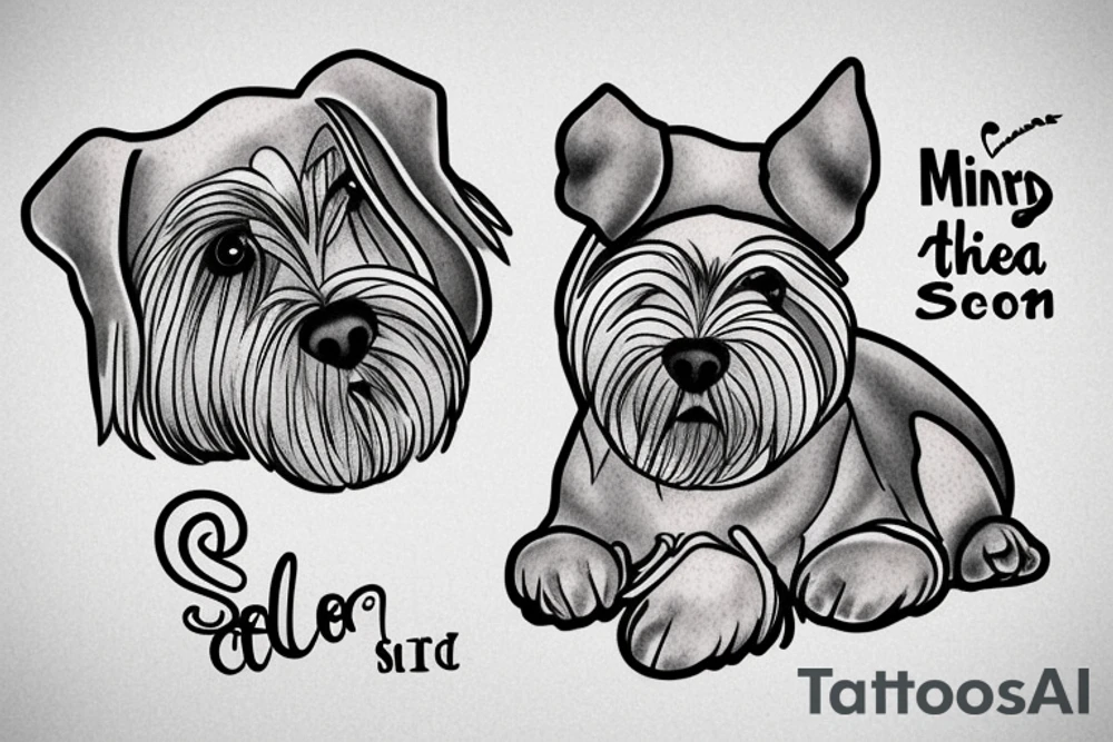 Miniature Schnauzer asleep on bed tattoo idea