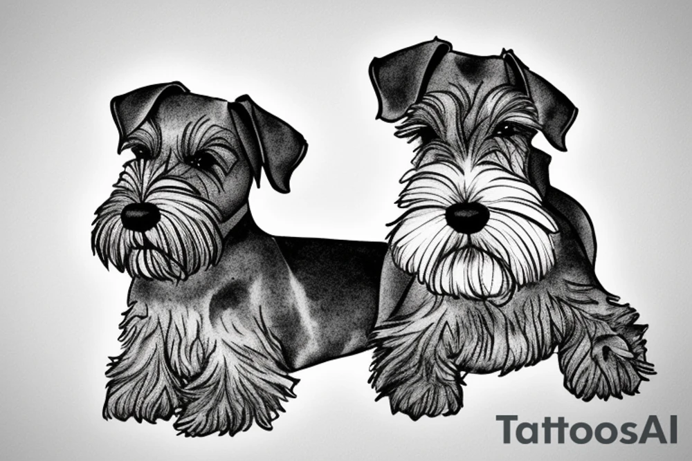 Miniature Schnauzer asleep on bed tattoo idea