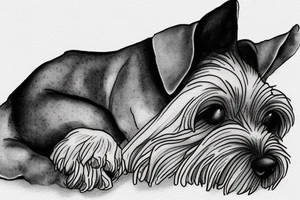 Miniature Schnauzer asleep on bed tattoo idea