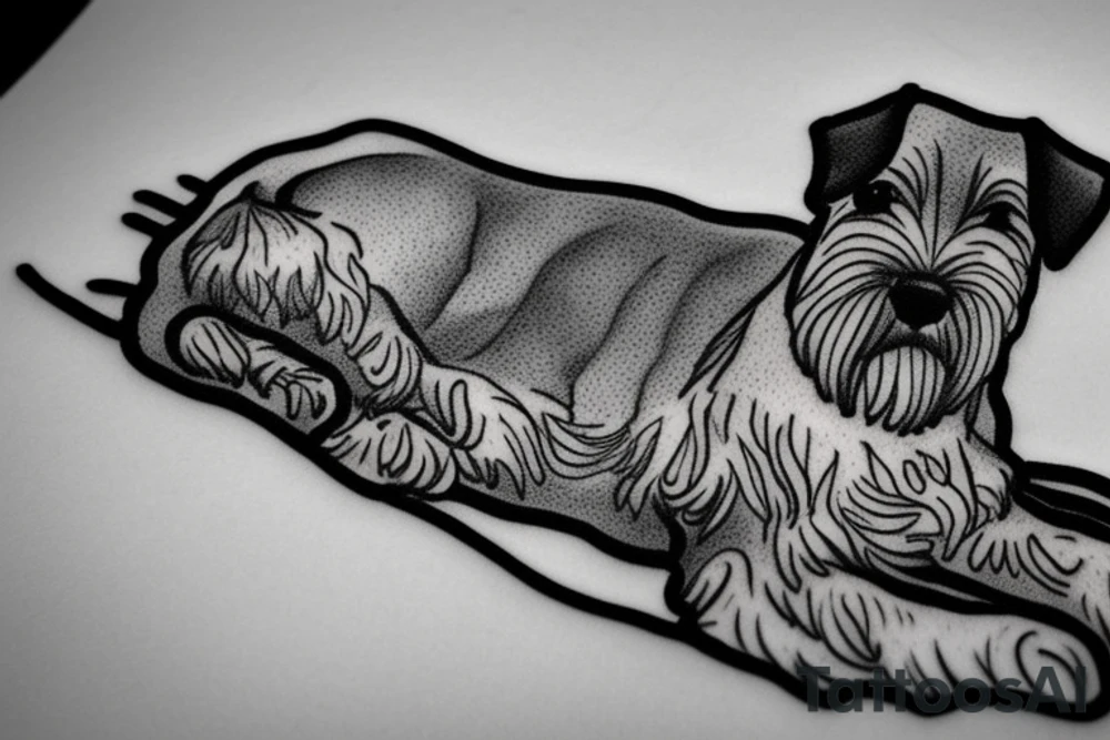 Miniature Schnauzer asleep on bed tattoo idea