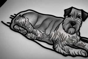 Miniature Schnauzer asleep on bed tattoo idea