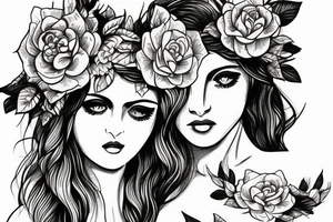 Myian female god with a flower crown tattoo idea