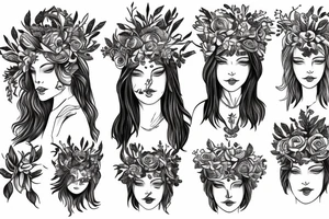 Myian female god with a flower crown tattoo idea