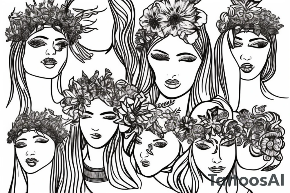 Egyptian female god with a flower crown tattoo idea