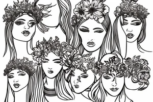 Egyptian female god with a flower crown tattoo idea