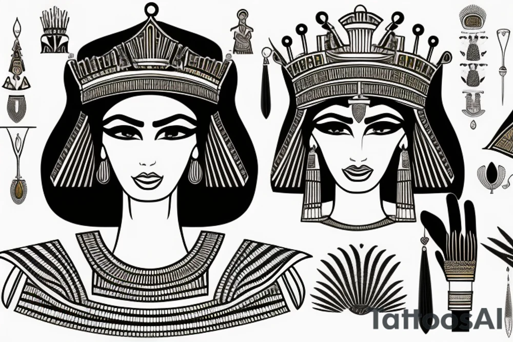 Egyptian female god with a crown tattoo idea
