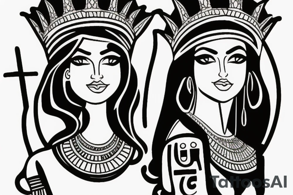 Egyptian female god with a crown tattoo idea