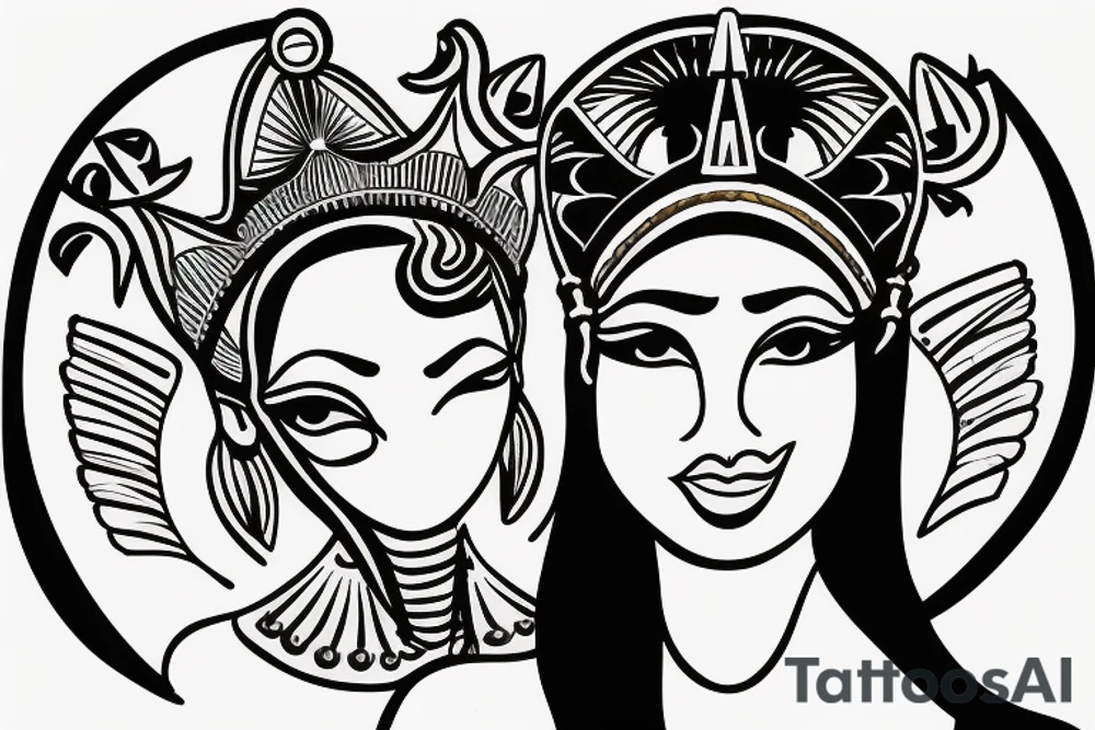 Egyptian female god with a crown tattoo idea