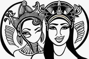 Egyptian female god with a crown tattoo idea