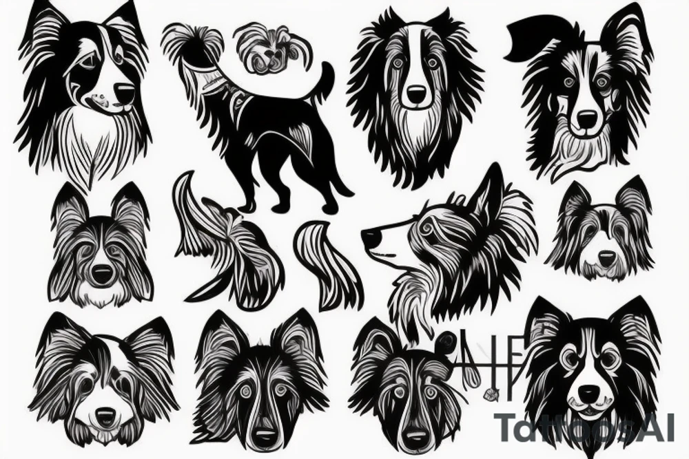 simple Collie dog tattoo idea